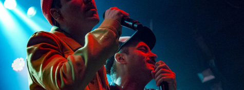 BARCELONA, ESPAÑA – FEBRERO 22: Oscar Ferrer voz de Varry Brava y Alberto Jiménez voz de Miss Caffeina durante el conicerto de Dancetería en la Razzmatazz el 22 de febrero de 2020 en Barcelona, España. (Foto por Fernando Pérez)